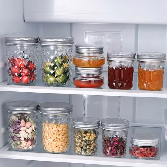 Logo personnalisé Mason Jar 250ml petit pot de pudding en verre avec couvercle en métal