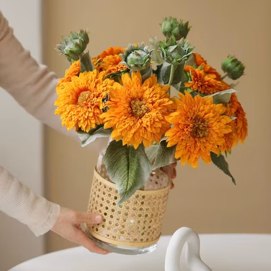Vase en verre craquelé soufflé à la bouche pour la décoration de la maison